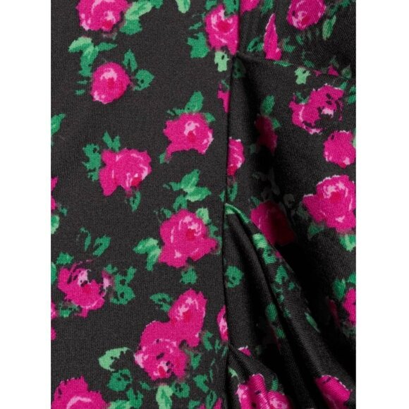 NWT AFRM Revolve Floral Pink Rose y2k Granny Ruched Shoulder Midi Dress S - Picture 2 of 11